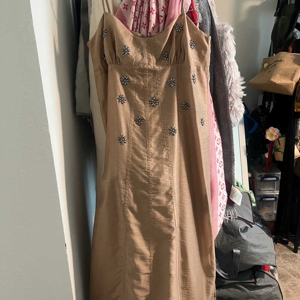 H&M Elegant Tan Embellished Dress